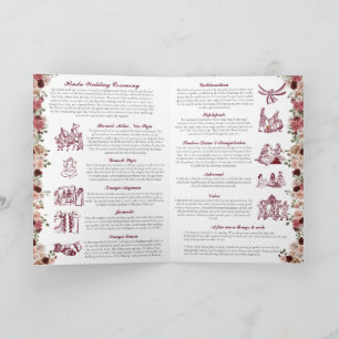 Programa Cerimônia Hindu de Casamento (Dourado Rosa Vermelh