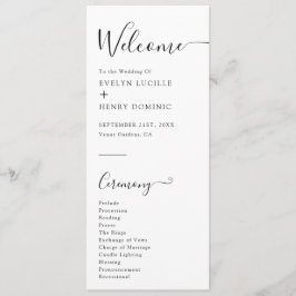 Programa Cerimônia Moderna Minimalista de Casamento Negro e