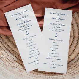 Programa Cerimônia Náutica de Casamento de Âncora Azul Mari