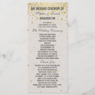 Programa Charm Dourado Confetti White Leather Weding Progra
