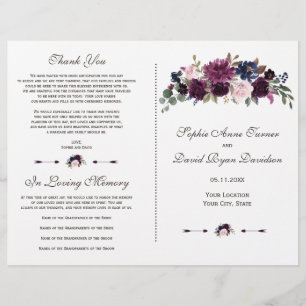 Programa Chic de Lavanda Azul Marinho Floral Bloom