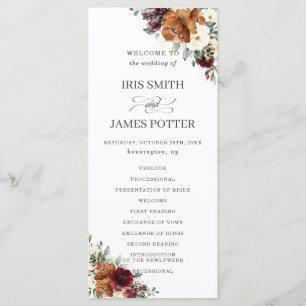 Programa Chic Ivory Rust Burgundy Floral Wedment