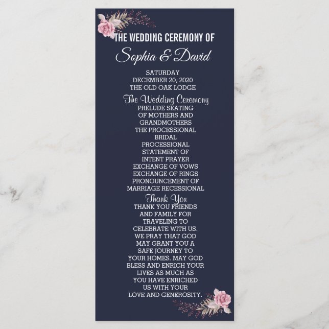 Programa Chic Marsala Maroon Floral Marinho Blue Program (Frente)