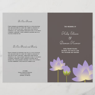 Programa cinzento moderno roxo do casamento da