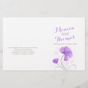 Programa cinzento roxo do casamento do wildflower