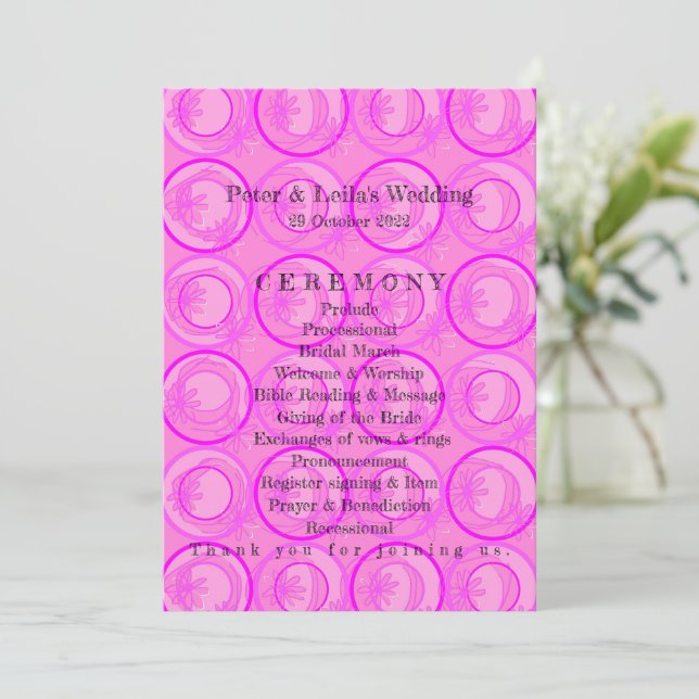 Programa Círculos de Destaque Flores de Fundo Casamento Ros (Em pé/Frente)