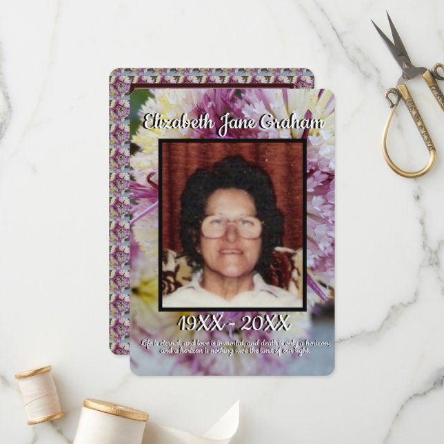 Programa Citação de Mães de Aranha de Foto Funeral Floral d (Frente/Verso In Situ)