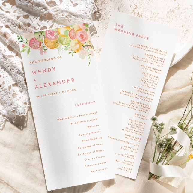 Programa Citrus Watercolor Wedding Flat (Criador carregado)