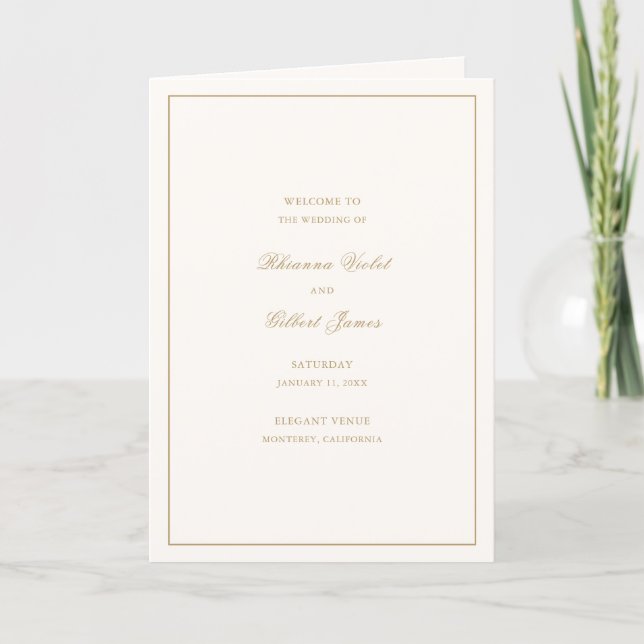 Programa Classic Border Ivory and Gold Timeless Wedding (Frente)
