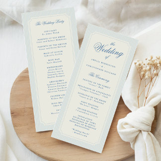 Programa Classic Light Blue Stripes Wedding