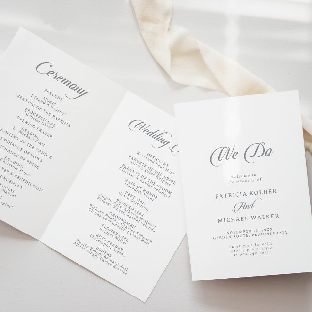 Programa Clássico Casamento Dobrado Caligrafia Chic We Do (Criador carregado)