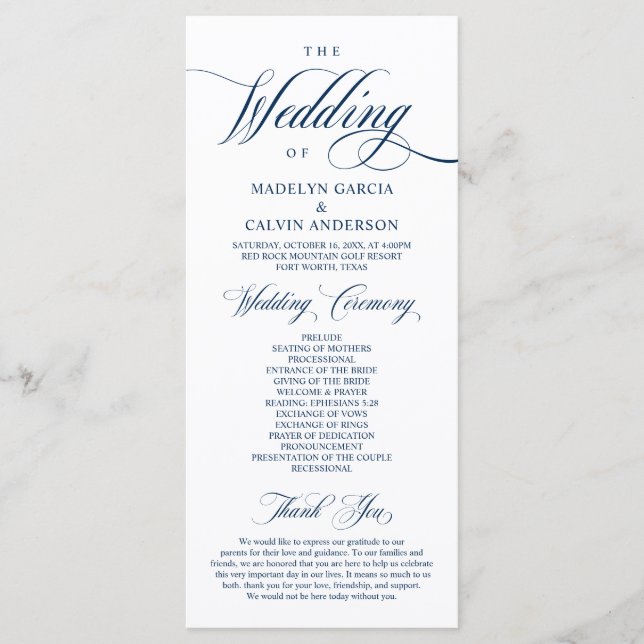 Programa Clássico Elegant Wedding Foldable Program (Frente)