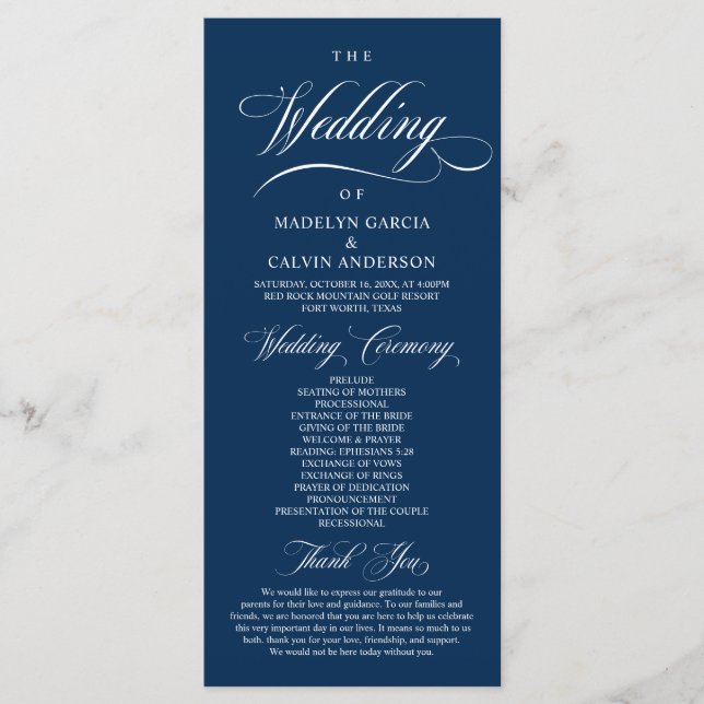 Programa Clássico Elegant Wedding Foldable Program (Frente)