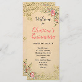 Programa Clássico Vintage Dourado Floral Quinceañe