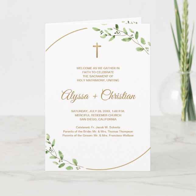 Programa Clegant Catholic Wedding Program With Readings  (Frente)