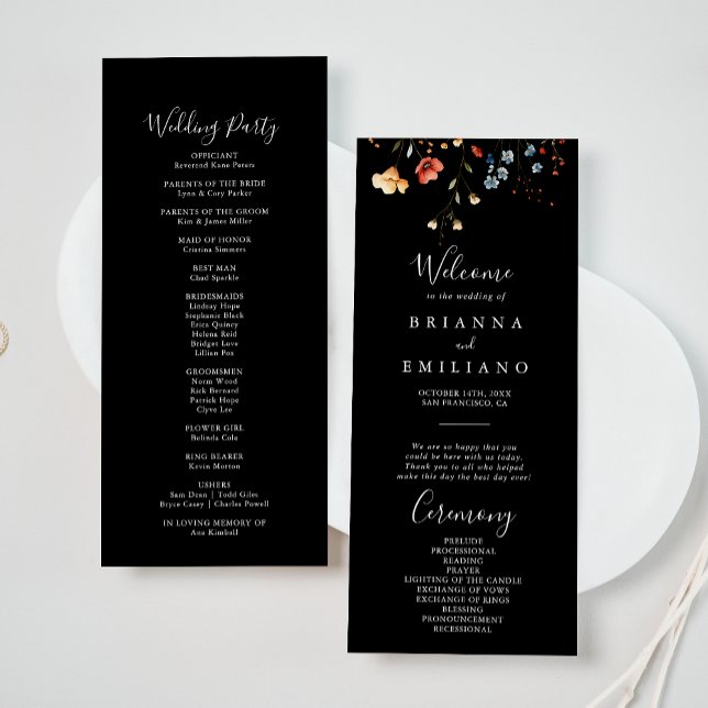 Programa Colorful Garden wildflower Wedding Program (Criador carregado)