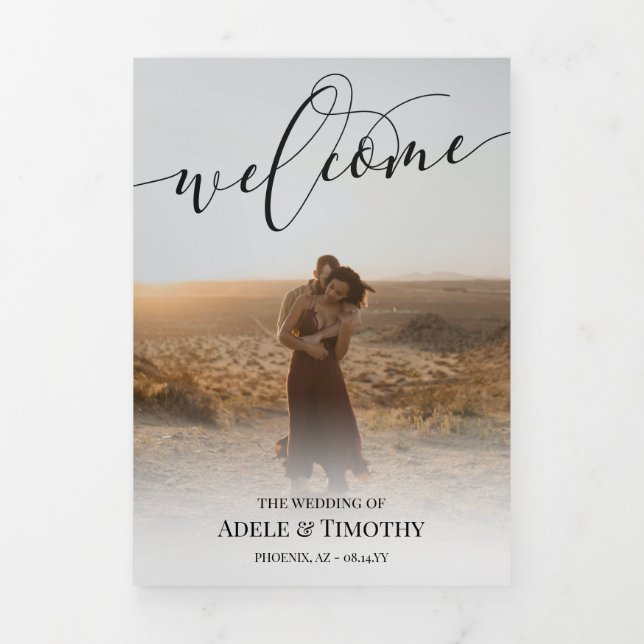 Programa Com Borda Tripla Boas-vindas ao casamento com fotos da Caligrafia N (Cobrir)