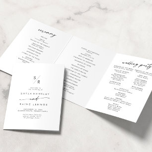 Programa Com Borda Tripla Boho Chic Black and White Monographic Weding
