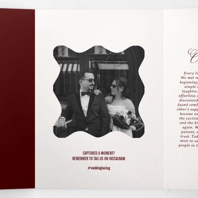 Programa Com Borda Tripla Burgundy Wedding  (Meio de Dentro)