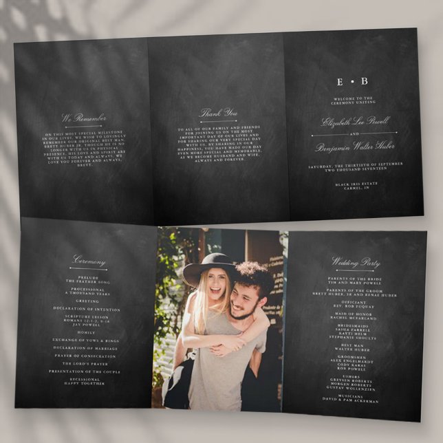 Programa Com Borda Tripla Casamento Chic Chalkboard (Criador carregado)