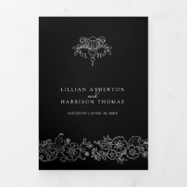 Programa Com Borda Tripla Casamento de fotos personalizadas de pulgas branca