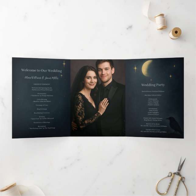 Programa Com Borda Tripla Casamento de Halloween Gothic (Dentro)