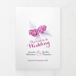 Programa Com Borda Tripla Casamento de outono de inverno de ameixa roxa de C