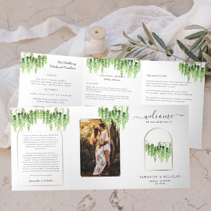 Programa Com Borda Tripla Casamento Elegante Forest Woods Dobragem tripla