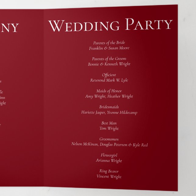 Programa Com Borda Tripla Casamento Gótico Vermelho e Negro (Por dentro por último)