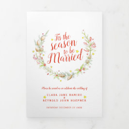 Programa Com Borda Tripla Casamento no inverno de cones de bagas vermelhas,