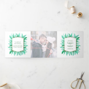Programa Com Borda Tripla Casamento no inverno verde- de fotografia do pinhe