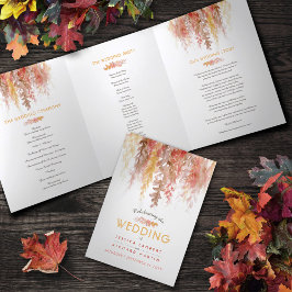 Programa Com Borda Tripla Casamento outono autóctone laranja-avermelhado-cor