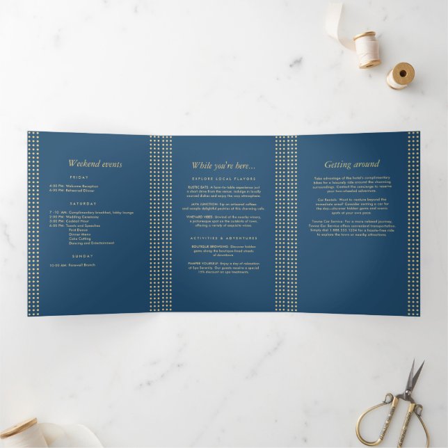 Programa Com Borda Tripla Casamento personalizado com bolinhas douradas e az (Dentro)