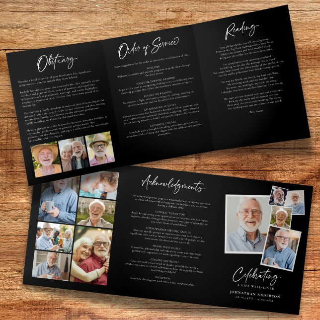 Programa Com Borda Tripla Celebração do Funeral 14-Photo Black & White (Criador carregado)