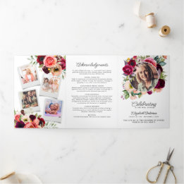 Programa Com Borda Tripla Celebração do Memorial Floral da Life Watercolor