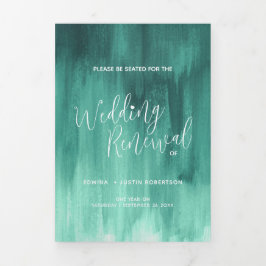 Programa Com Borda Tripla Cerimônia de renovação do casamento emerald green