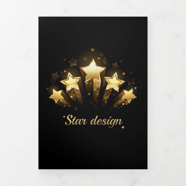 Programa Com Borda Tripla Cinco estrelas douradas a preto (Cobrir)