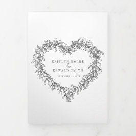 Programa Com Borda Tripla cinza escura casamento no inverno azulada botânica