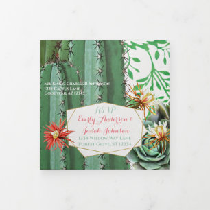 Programa Com Borda Tripla Convocação De Casamento De Três Vezes Em Um Cactus