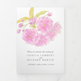 Programa Com Borda Tripla Cor de água do florescimento de cereja rosa