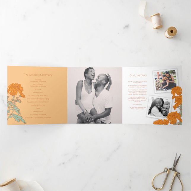 Programa Com Borda Tripla Desenho de laranja de crisântemo (Dentro)