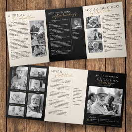 Programa Com Borda Tripla Em Memória Carinhosa Moderno Memorial Elegante com