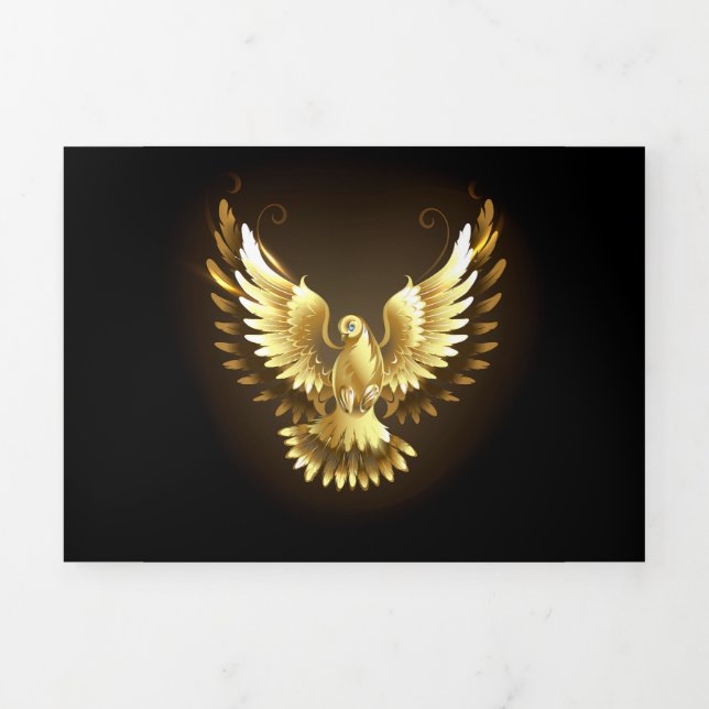 Programa Com Borda Tripla Faux Gold Foil Peace Dove em Preto (Cobrir)