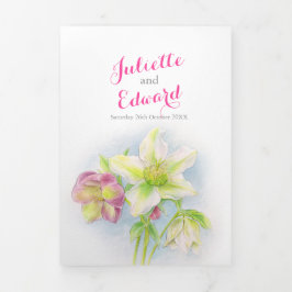 Programa Com Borda Tripla Flores de heléboro de primavera em aquarela casame