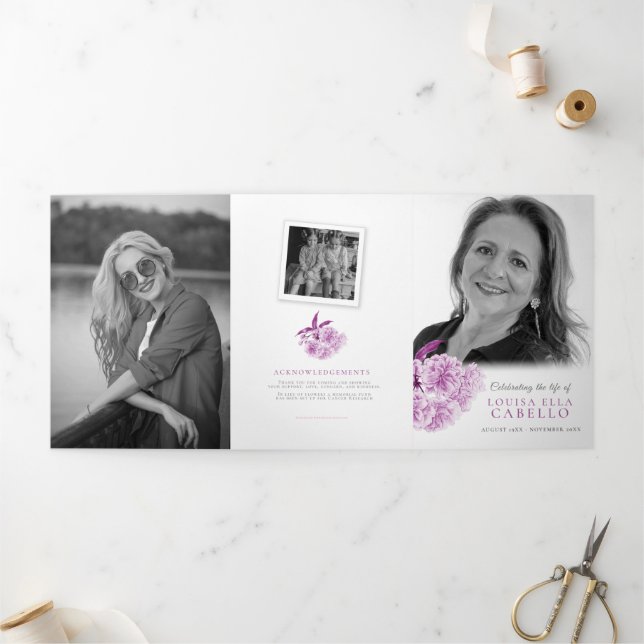 Programa Com Borda Tripla Fotos roxas do serviço funerário (Fora)