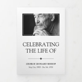 Programa Com Borda Tripla Funeral de Foto Minimalista Branco