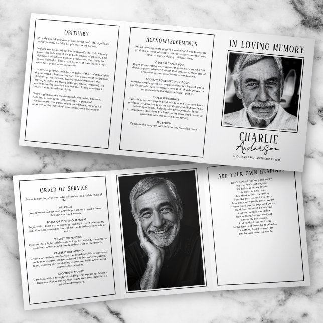 Programa Com Borda Tripla Funeral/Memorial Moderno de 2 Fotos (Criador carregado)