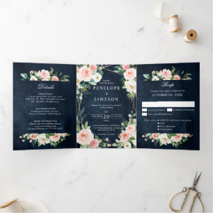 Programa Com Borda Tripla Marinho Azul, Penteado, Azul, Forma Geométrica Bot