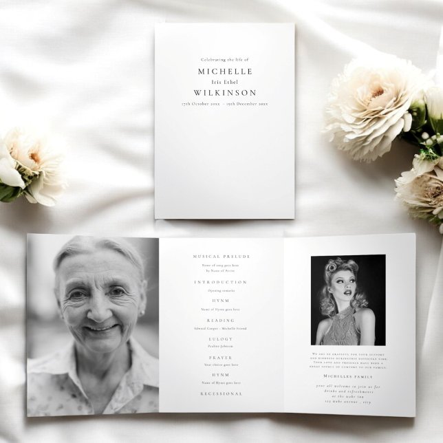 Programa Com Borda Tripla Memorial da Foto Obituária Funeral (Criador carregado)