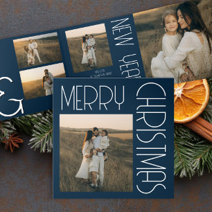 Programa Com Borda Tripla Natais vintages Azul Marinho personalizado estétic